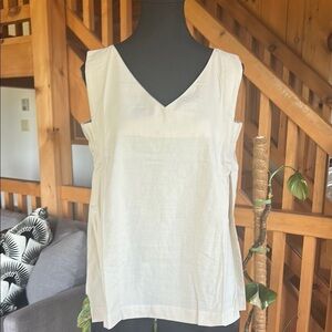 Cream Sleeveless Tank Top with V-Neckline